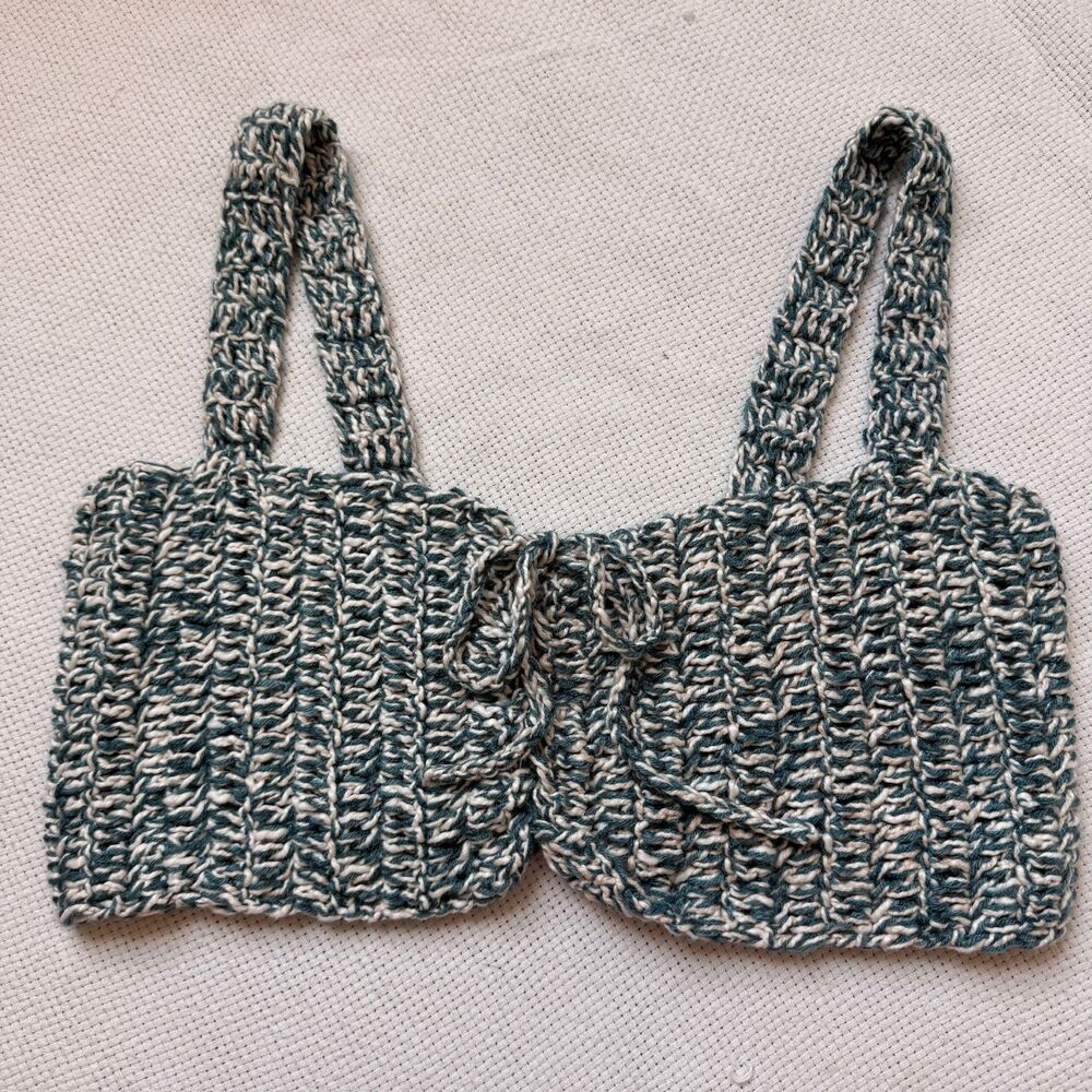 Handmade Crochet Crop Top Tie Front Vacation Outfit Summer Festival